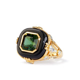 Black Onyx & Tourmaline Ring