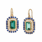 Green Tourmaline & Sapphire Earrings