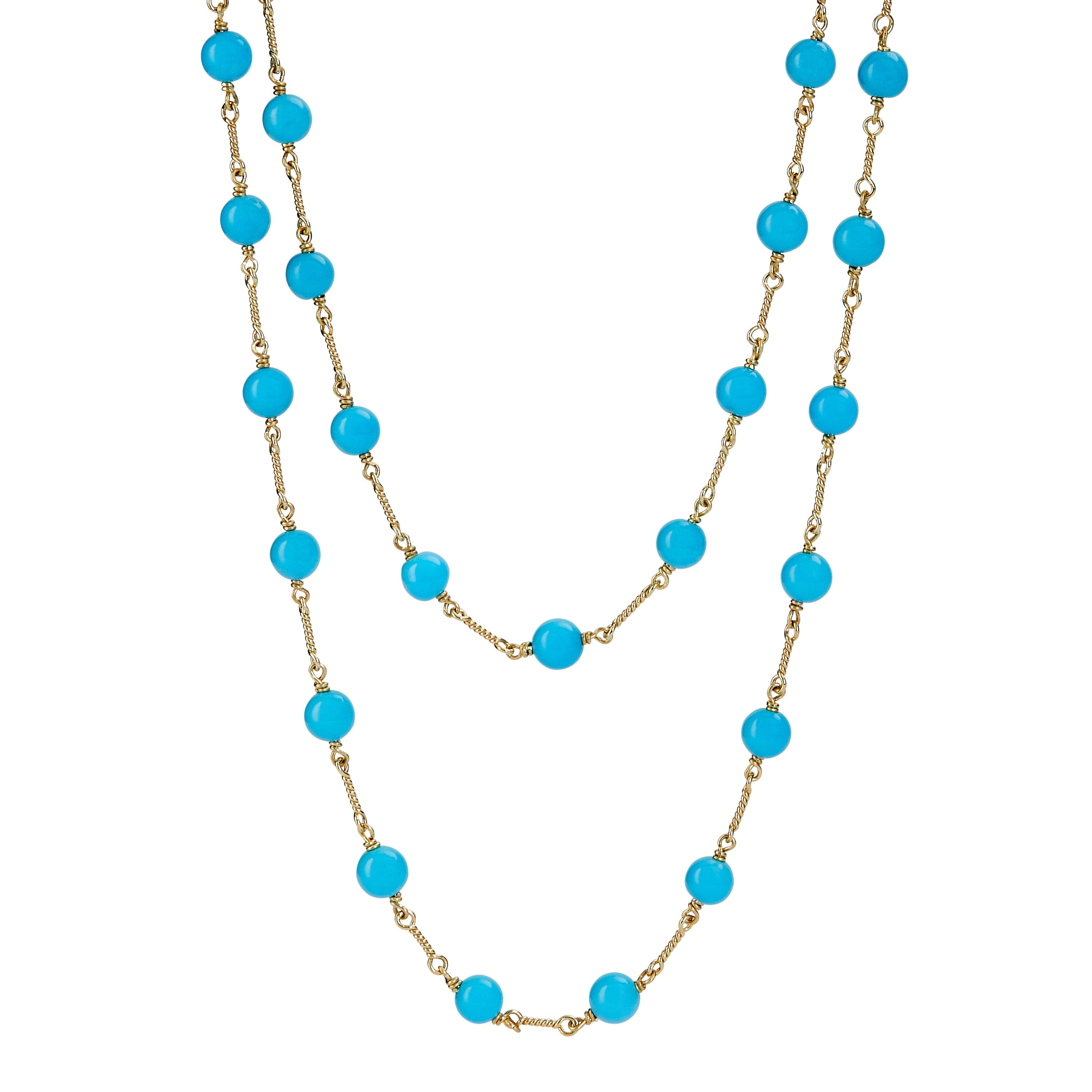 Mogul Sleeping Beauty Turquoise Bead Necklace Synajewels