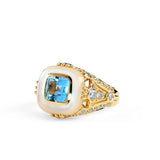 Blue Topaz Diamond Mogul Ring