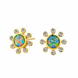 Candy Boulder Opal Diamond Studs