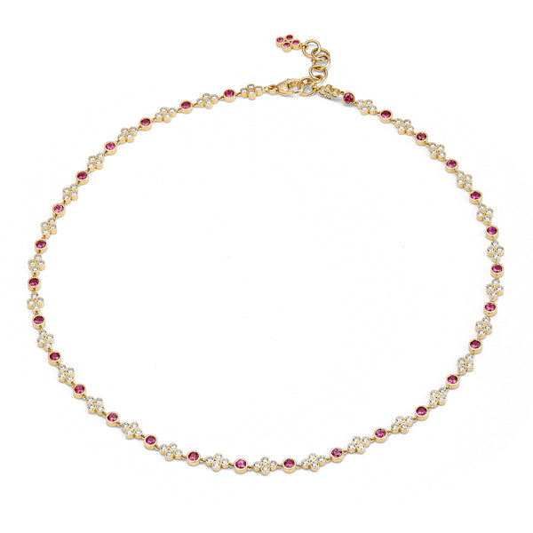 Mogul Ruby Flower Necklace
