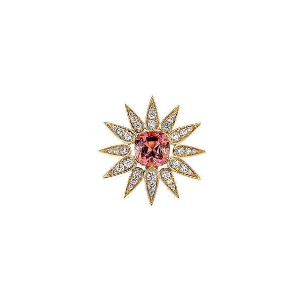 Pink Tourmaline Sunburst Pin