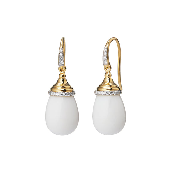 Mogul Agate Drop Earrings with Diamond Trim