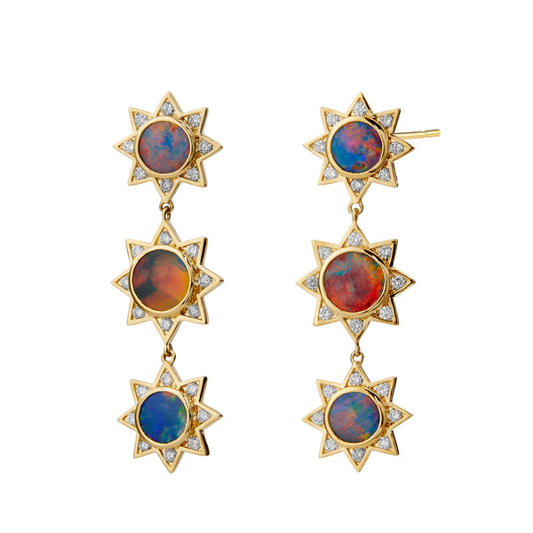Cosmic Boulder Opal Star Earrings
