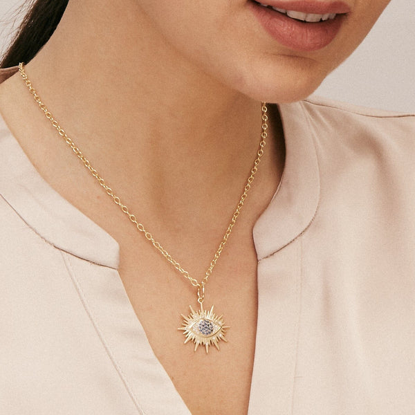 Large Chakra Evil Eye Sapphire Pendant