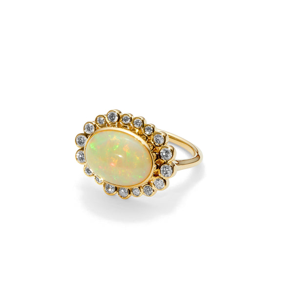 Cosmic Ethiopian Opal & Diamond Ring