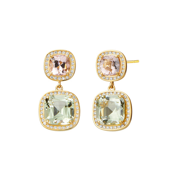 Cushion Double Drop Earrings
