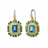 Mogul London Blue Topaz & Tsavorites Earrings