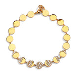 Representing the Moon phase, an 18-karat yellow gold bracelet with 0.60-carat champagne diamonds and a lobster clasp.