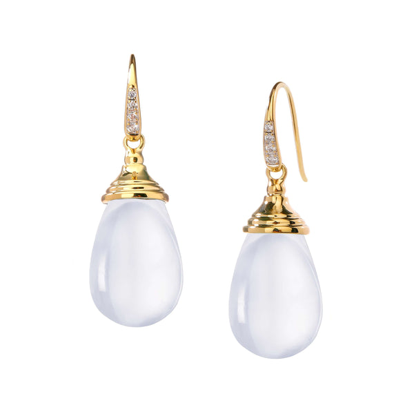 18K Yellow Gold Moon Quartz Earrings with Diamonds | Syna