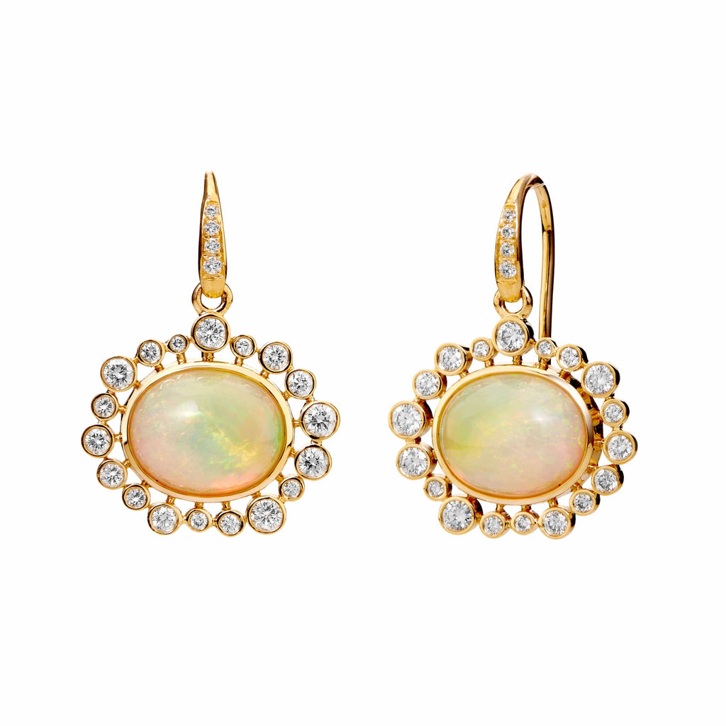 Ahyhhh アーコール シエナ 18K Yellow Gold Earrings with Opals and Diamonds | Syn