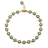 18-karat yellow gold bracelet detailed with black enamel replenished with 1.50-carat champagne diamonds.