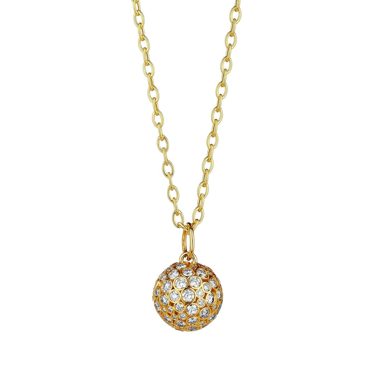 18K Yellow Gold - Cosmic Diamond Ball Pendant | Syna